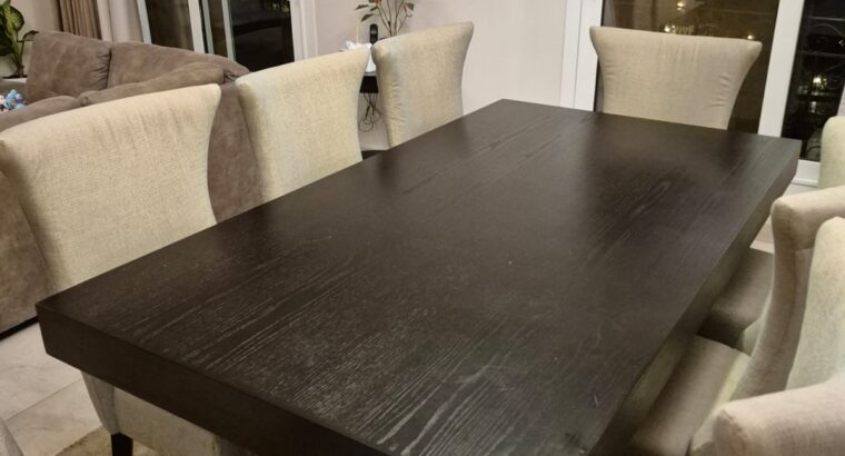 Wood dining table with 8 chairs