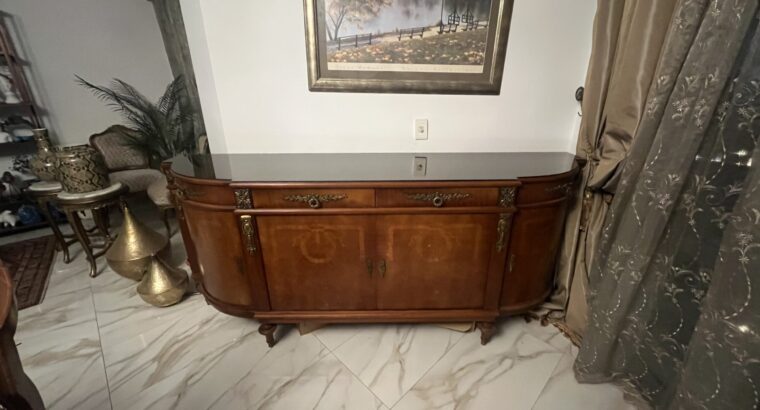 Elegant W Buffet Set with Glass Top (2 Pieces)