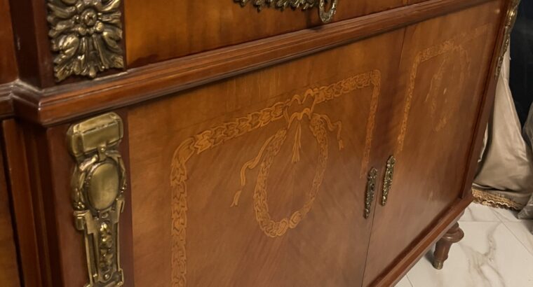 Elegant W Buffet Set with Glass Top (2 Pieces)