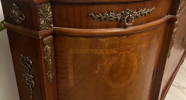 Elegant W Buffet Set with Glass Top (2 Pieces)